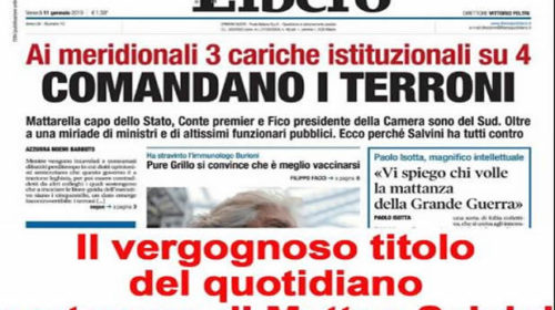 “Comandano i terroni”, polemica per il titolo di Libero. Orlando attacca: “Quotidiano portavoce di Salvini…” – FOTO