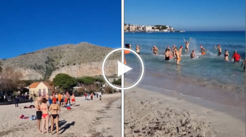 Caldo Natale in Sicilia, a Palermo si festeggia con un tuffo a Mondello – IL VIDEO