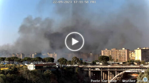 Caldo infernale su Palermo: fiamme nei pressi del Ponte Corleone – Le immagini IN DIRETTA dalla webcam | VIDEO