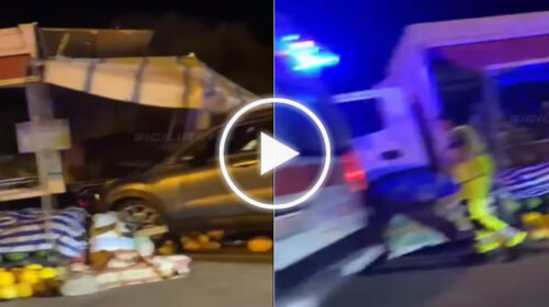 Palermo, auto finisce contro un camion carico di angurie – IL VIDEO