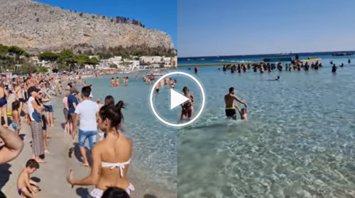 Palermo, spiaggia affollata a Mondello come in agosto: le immagini – VIDEO