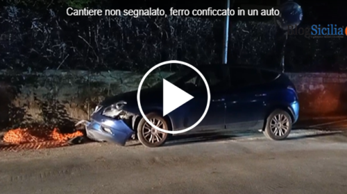 Incidente in via Cruillas, ferro di un cantiere finisce conficcato in un auto – IL VIDEO