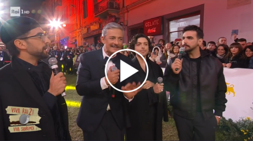 Il Volo e Fiorello cantano in siciliano davanti l’Ariston, Gianluca Ginoble: “Sugnu sicilianu puru iu!” – IL VIDEO