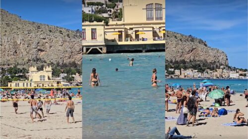 Turisti entusiasti di Palermo, spiaggia di Mondello affollata e temperature estive – IL VIDEO