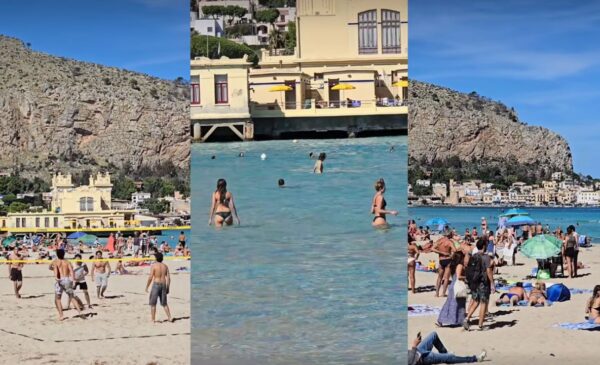 Turisti entusiasti di Palermo, spiaggia di Mondello affollata e temperature estive – IL VIDEO